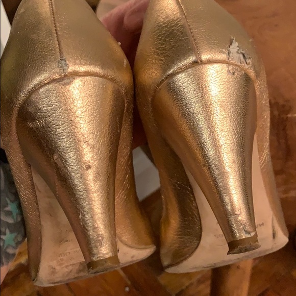 MARC JACOBS ROSE GOLD LAME  PEEP TOE HEELS SZ39 - Picture 7 of 8